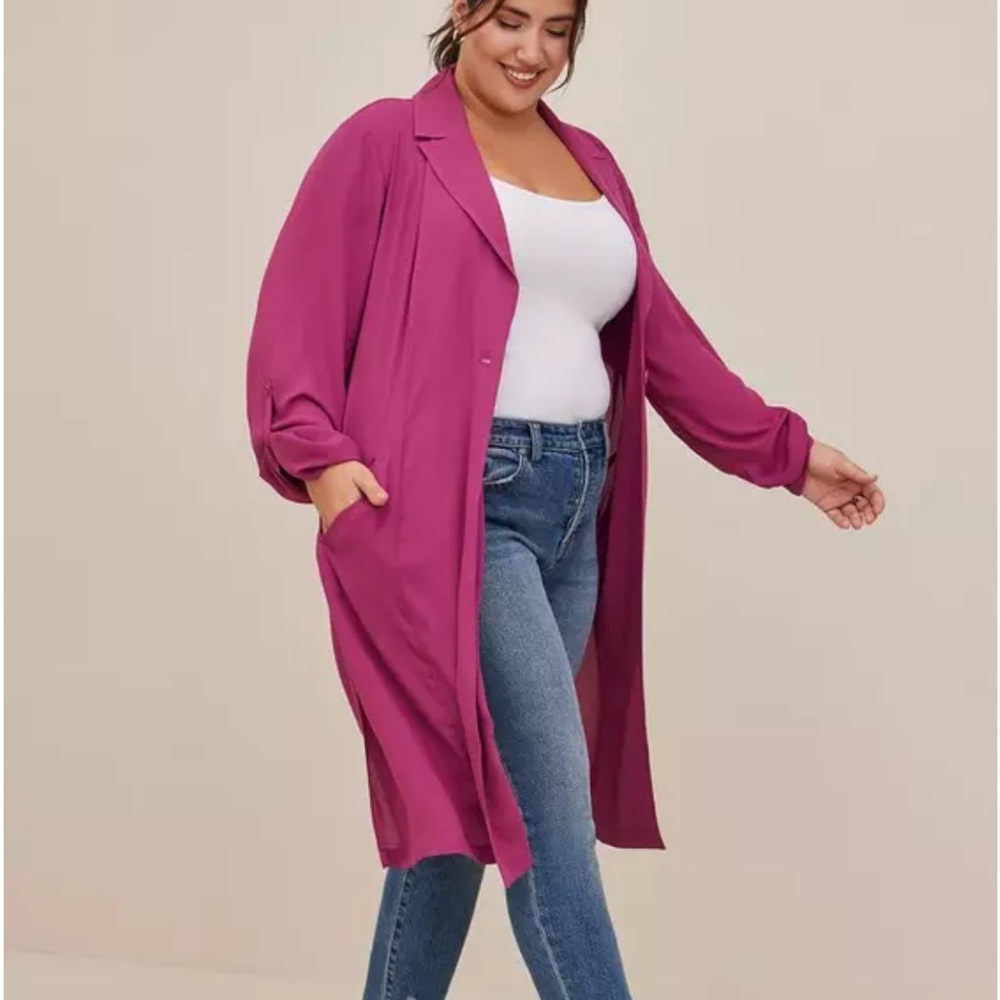 Torrid Chiffon Drape Trench. Size 2. NWOT